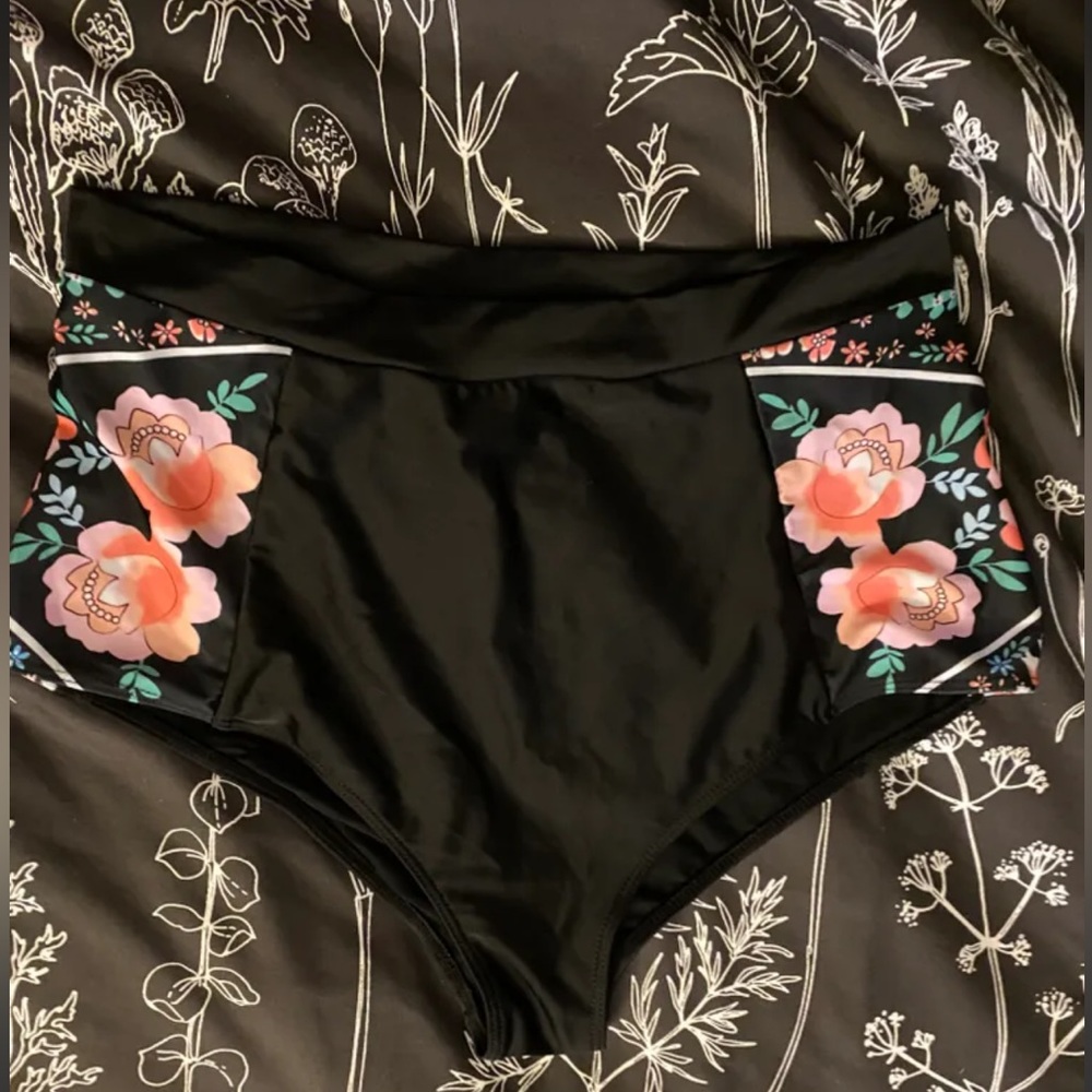Black high-waisted bikini bottom